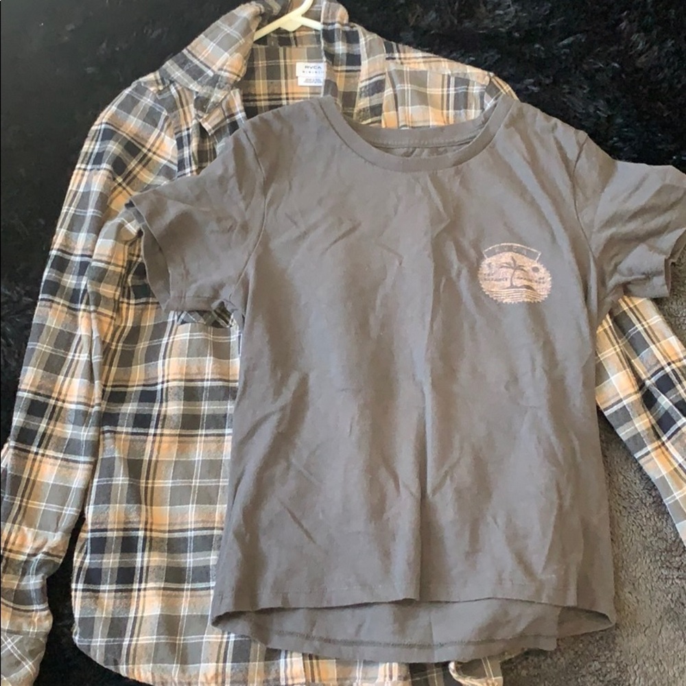 RVCA t-shirt and matching flannel